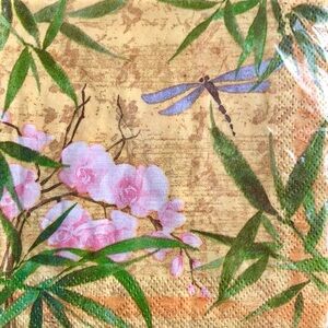 Orchid and Dragonfly Cocktail Paper Napkins, 16 ct